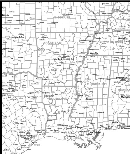 Southeast Usa Region Map County Outline Download To Your Computer